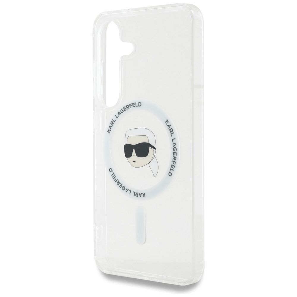 KARL LAGERFELD case for SAMSUNG S25 KLHMS25SHLSKIH (Magnetic IML Metal K. Heads) white