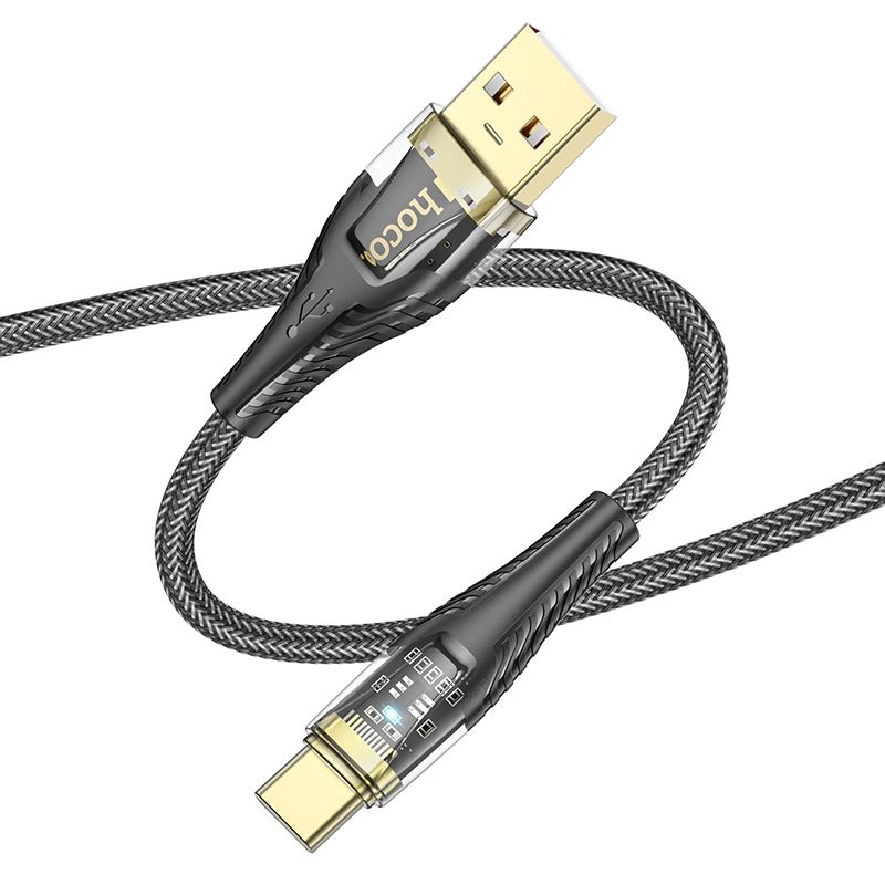 Cable USB A to USB C Hoco 2,4A 1,2 m U121 black transparent