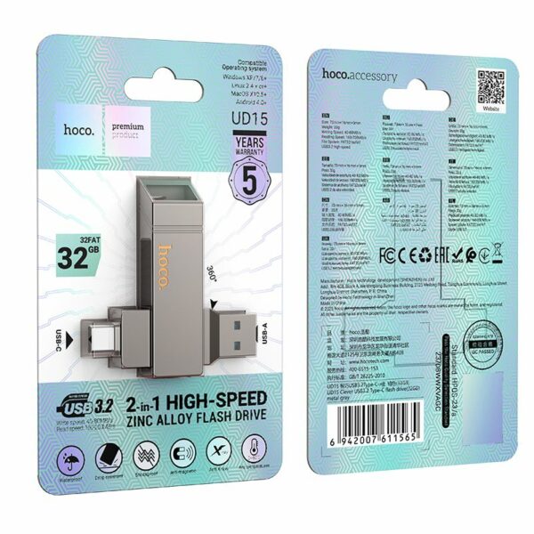 HOCO pendrive USB A + USB C UD15 32GB USB3.2