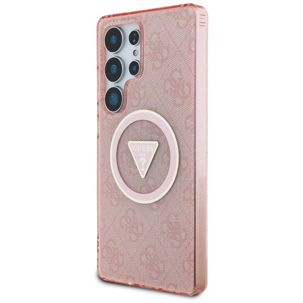 GUESS case for SAMSUNG S25 Ultra GUHMS25LHG4PRTGP (Magnetic IML Metal Glitter 4G Circle Triangle) pink