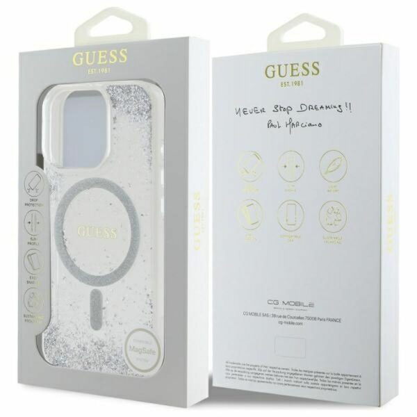 GUESS case for IPHONE 16 Pro compatible with MagSafe GUHMP16LRGRGES (Resin Gradient Glitter) silver