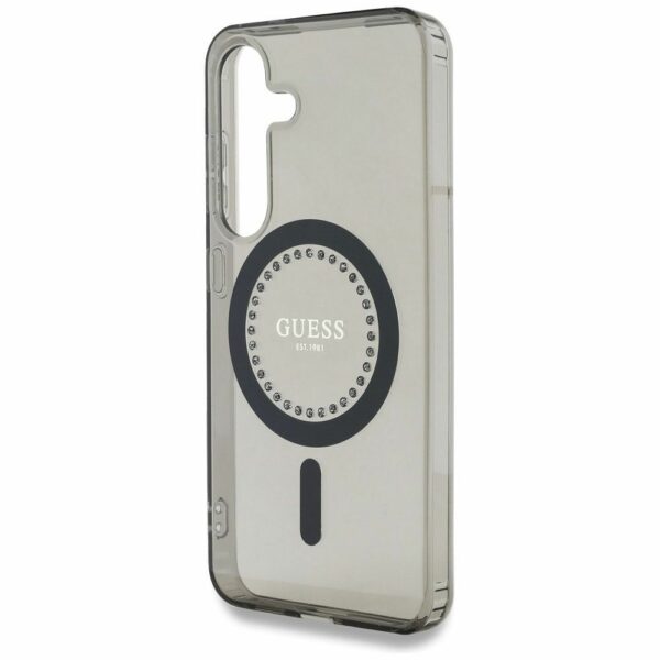 Θήκη Κινητού GUESS για Samsung S25 Μαύρη με Μαγνητικό Κούμπωμα & Στρας