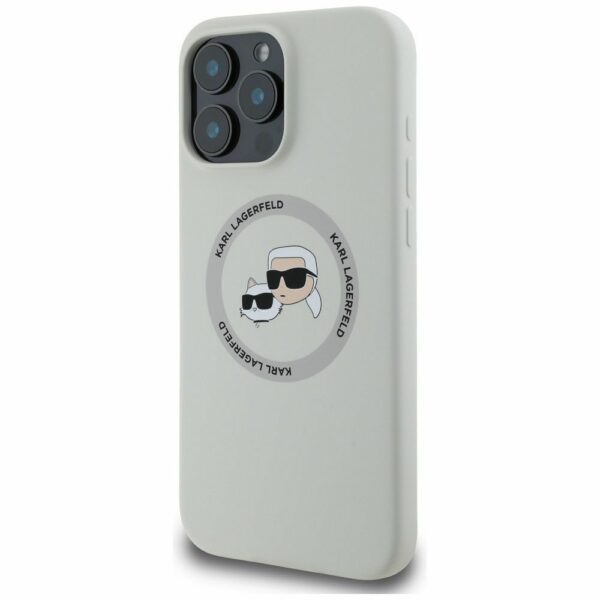 KARL LAGERFELD case for IPHONE 16 Pro compatible with MagSafe KLHMP16LSKCHTCE (Silicone KC Heads) beige