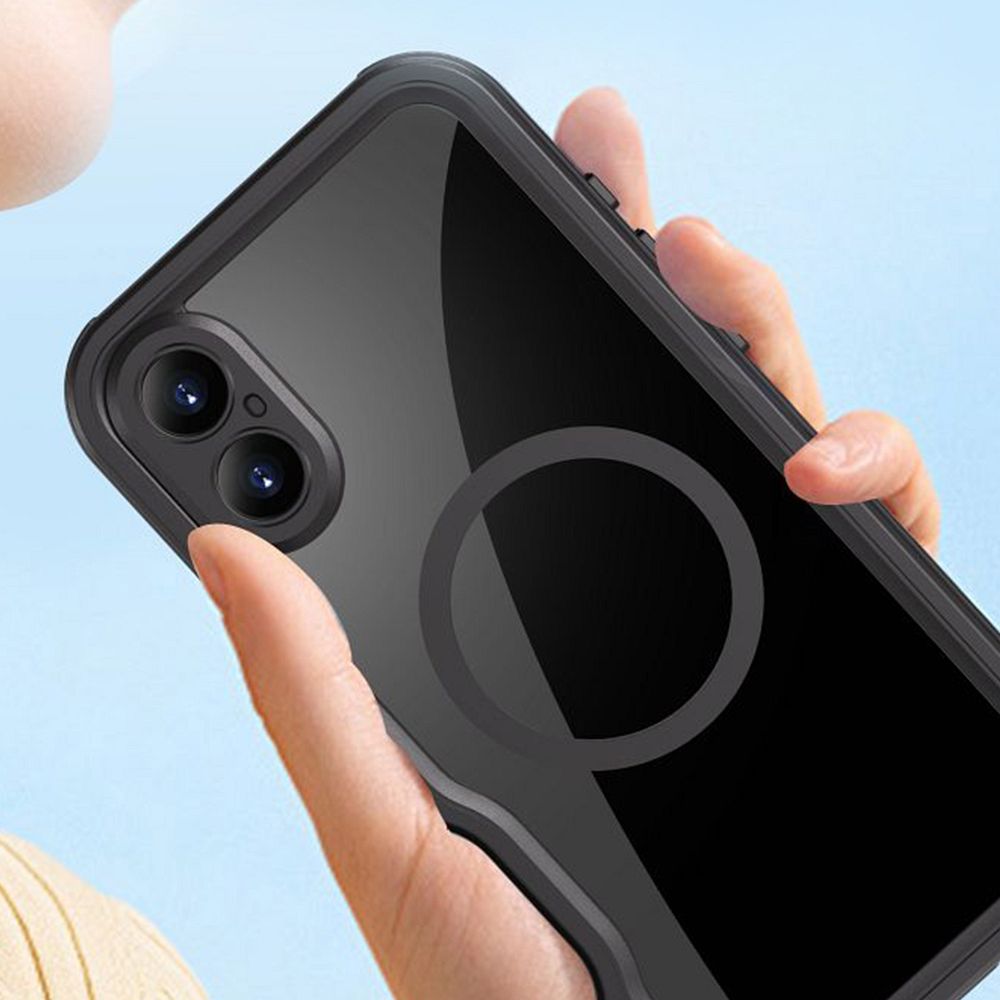 Waterproof case SHELLBOX GT compatible with MagSafe for IPHONE 16 Plus black