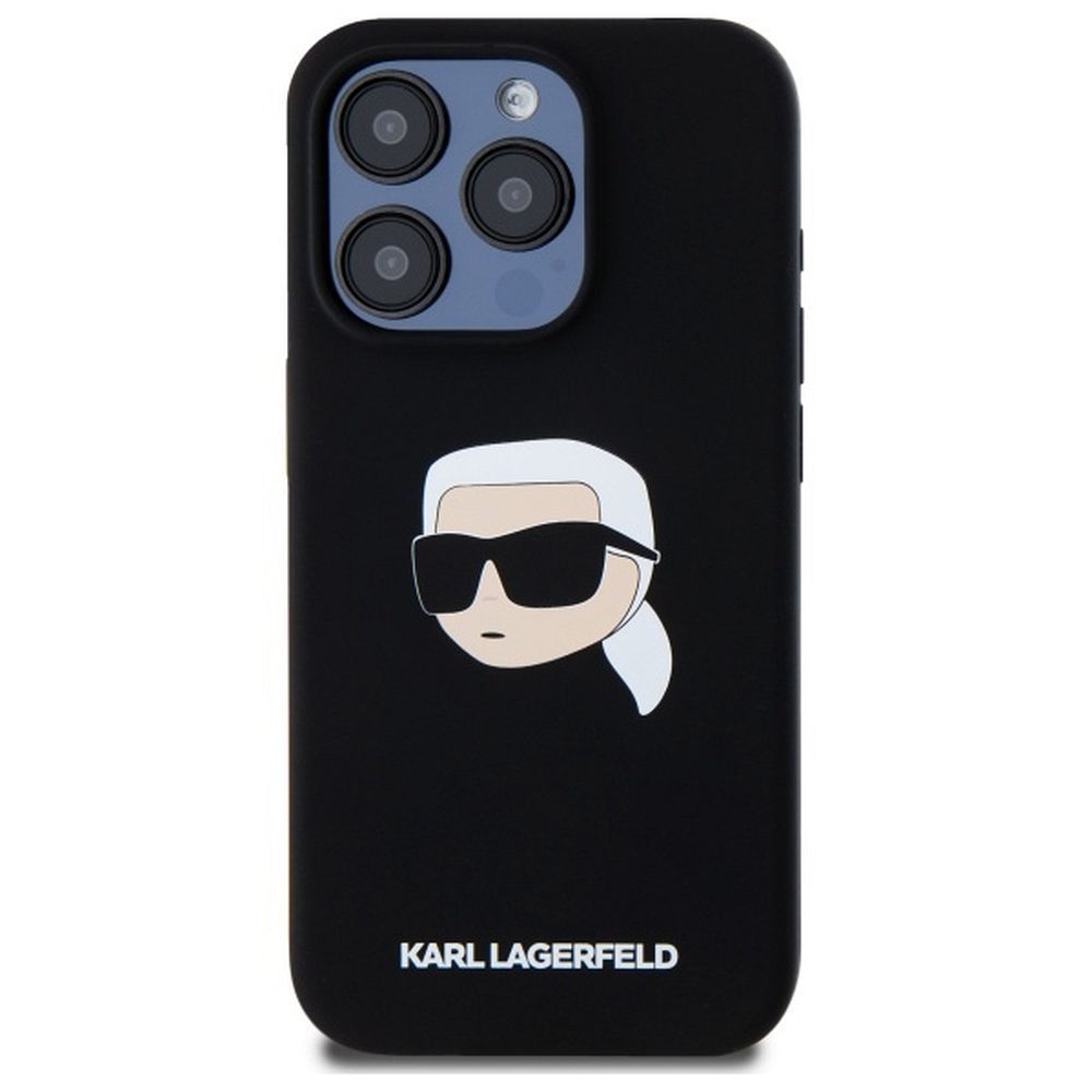 KARL LAGERFELD case for IPHONE 15 Pro Max compatible with MagSafe KLHMP15XSKHPPLK (SIL KL Head Print) black