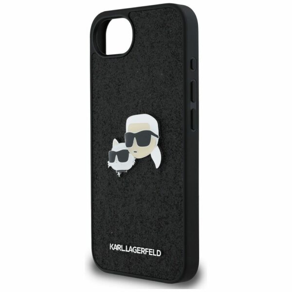 KARL LAGERFELD case for IPHONE 16e (SE 4 2025) KLHCPSE4PFGKCPK (Fixed Glitter K&C Heads Logo Metal Pin) black