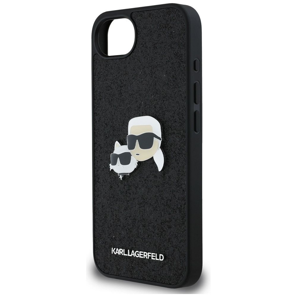 KARL LAGERFELD case for IPHONE 16e (SE 4 2025) KLHCPSE4PFGKCPK (Fixed Glitter K&C Heads Logo Metal Pin) black