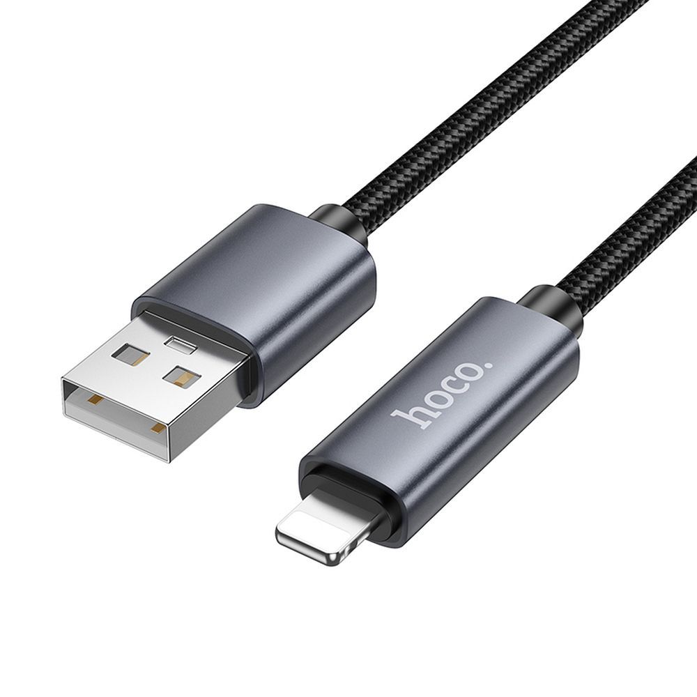 Cable USB A to Lightning Hoco 2,4A with display 1 m X112 black