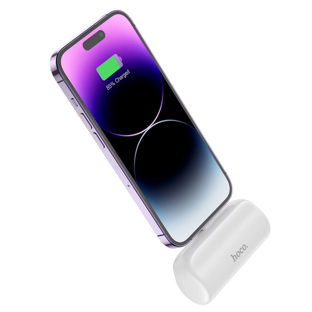 HOCO Powerbank 5000mAh με Ενσωματωμένο Lightning & 2A - Λευκό J106