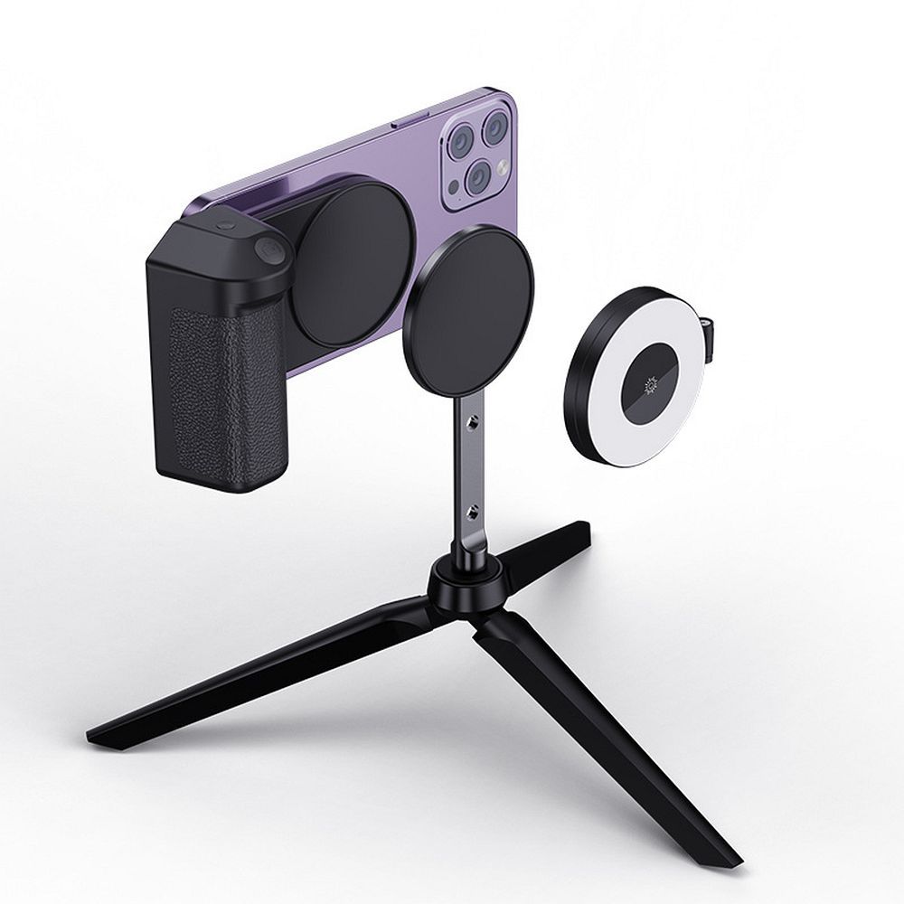 Mini magnetic phone stand with light compatible with MagSafe black