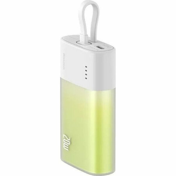 Powerbank Baseus 5200mAh με Καλώδιο Lightning & Type-C PD QC 20W - Λευκό/Πράσινο