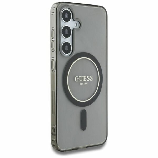 Θήκη Κινητού GUESS Samsung S25 Μαύρη με Γκλίτερ & Μαγνητικό Κύκλο