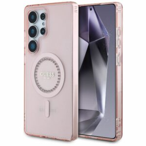 Θήκη Κινητού GUESS για Samsung S25 Ultra Ροζ με Μαγνητικό Κούμπωμα & Στρας
