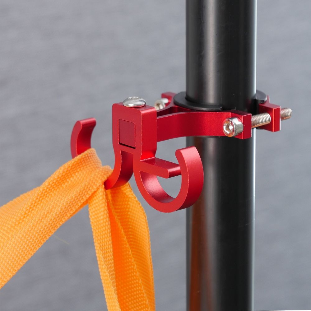 Hook for shopping with two loops for bike / scooter aluminum FS366 red