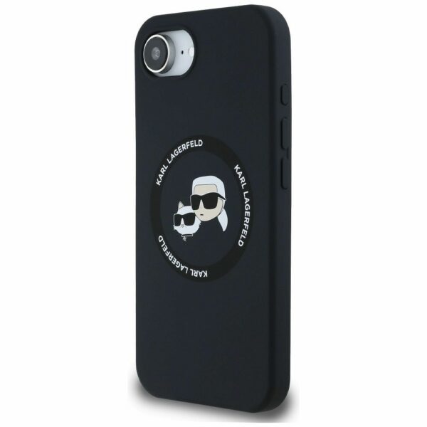 KARL LAGERFELD case for IPHONE 16e (SE 4 2025) compatible with MagSafe KLHMPSE4SKCHTCK (Silicone Double Heads) black