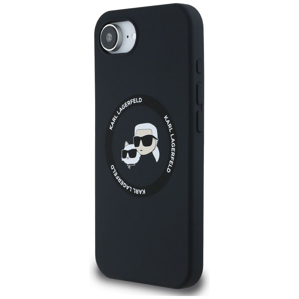 KARL LAGERFELD case for IPHONE 16e (SE 4 2025) compatible with MagSafe KLHMPSE4SKCHTCK (Silicone Double Heads) black