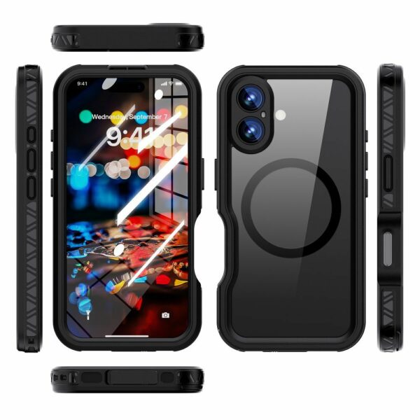 Waterproof case SHELLBOX GT compatible with MagSafe for IPHONE 16 black