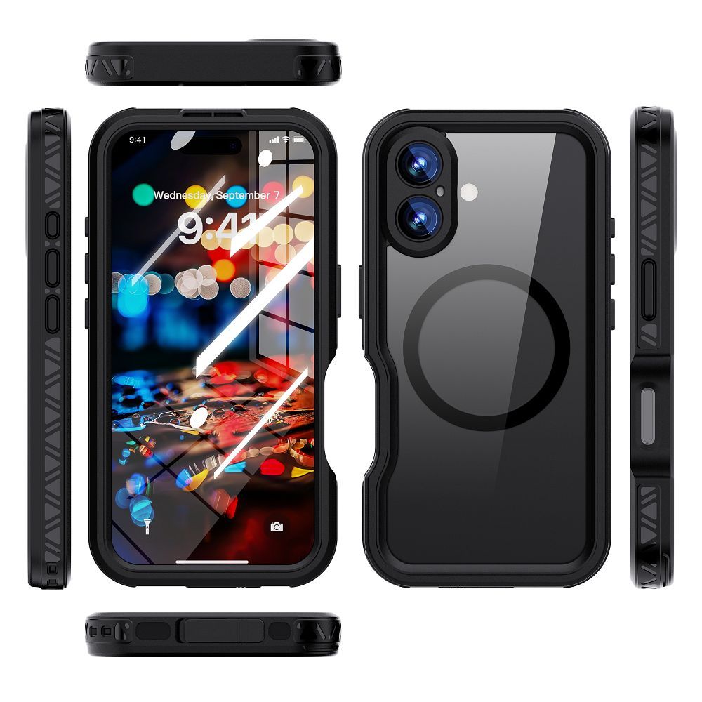 Waterproof case SHELLBOX GT compatible with MagSafe for IPHONE 16 black