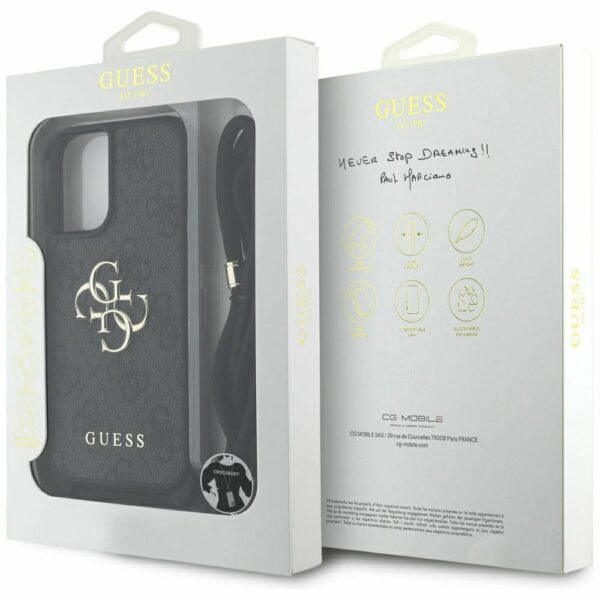 GUESS case for IPHONE 16 Plus GUHCP16MP4GMGCRK (CBDY PU 4G Big Logo W/Cord Strap) black