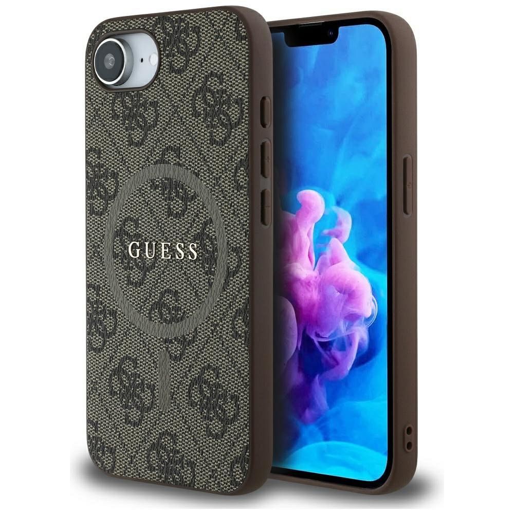 GUESS case for IPHONE 16e (SE 4 2025) compatible with MagSafe GUHMPSE4G4GFRW (PU 4G Ring Classic Logo) brown