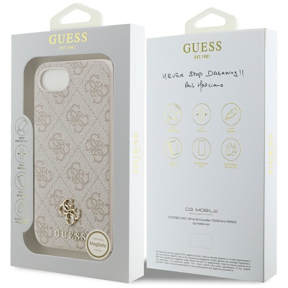 GUESS case for IPHONE 16e (SE 4 2025) compatible with MagSafe GUHMPSE4P4SM4MP (PU 4G Small 4G and Classic) pink