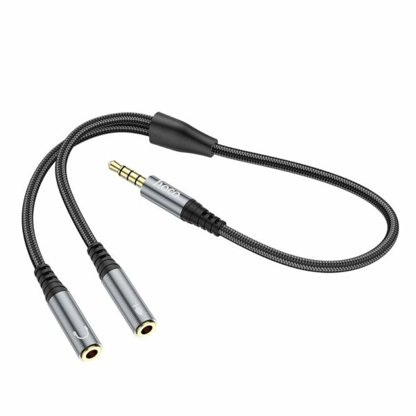 HOCO cable AUX 2in1 Jack 3,5 mm (male) to 2 x Jack 3,5 mm (female) UPA21 0,25 m metal gray