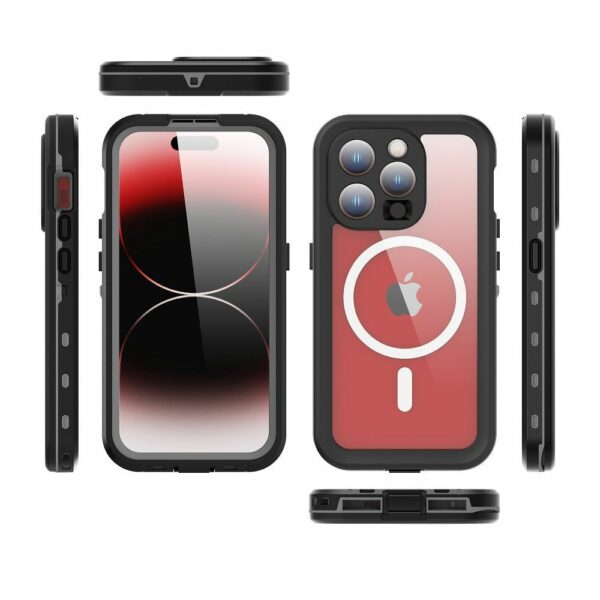 Waterproof case SHELLBOX DOT compatible with MagSafe for IPHONE 15 Pro black