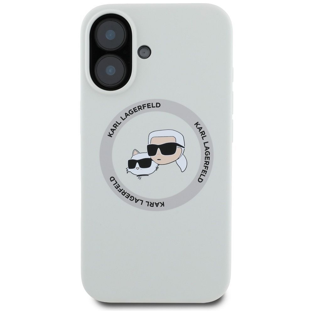 KARL LAGERFELD case for IPHONE 16 compatible with MagSafe KLHMP16SSKCHTCE (Silicone KC Heads) beige