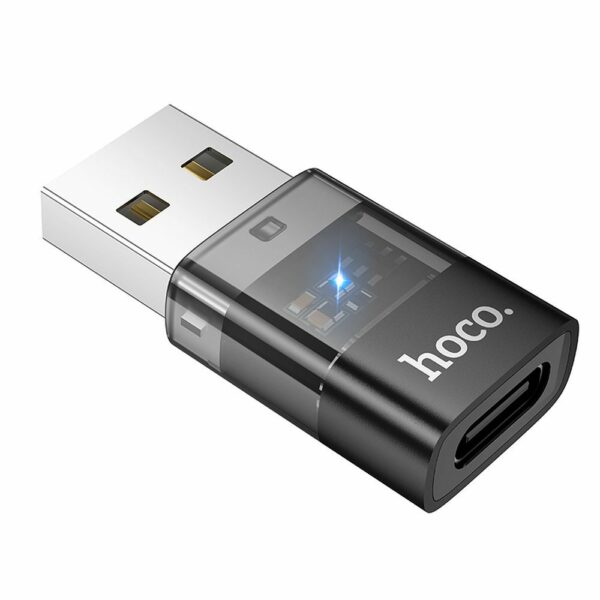 Αντάπτορας HOCO USB A σε Type C UA36C Διάφανος Μαύρος - Μετατροπέας USB