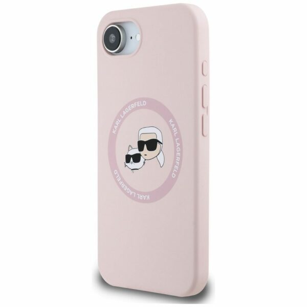 KARL LAGERFELD case for IPHONE 16e (SE 4 2025) compatible with MagSafe KLHMPSE4SKCHTCP (Silicone Double Heads) pink