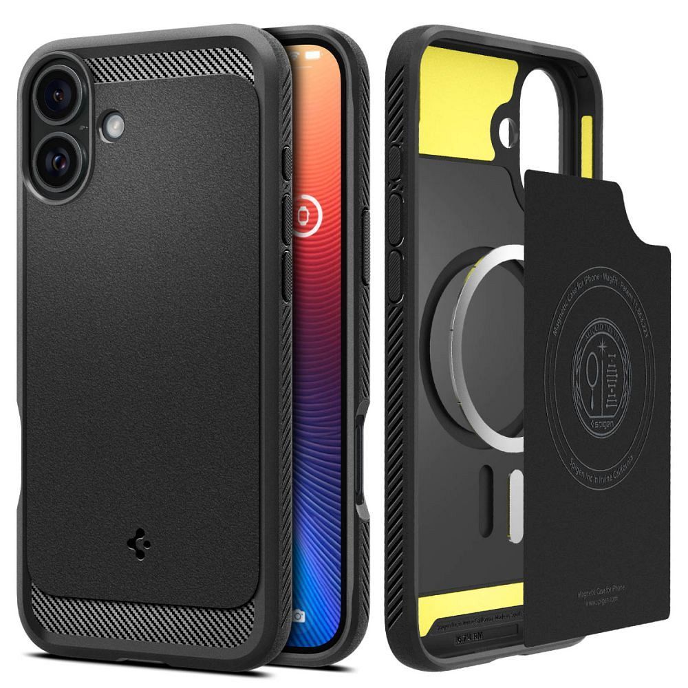 SPIGEN case RUGGED ARMOR MAG compatible with MagSafe for IPHONE 16 matte black