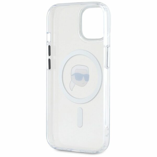 KARL LAGERFELD case for IPHONE 15 Plus compatible with MagSafe KLHMP15MHLSKIH (IML Metal K Head) white