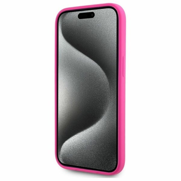 KARL LAGERFELD case for IPHONE 15 compatible with MagSafe KLHMP15SSKHPPLF (SIL KL Head Print) fuschia