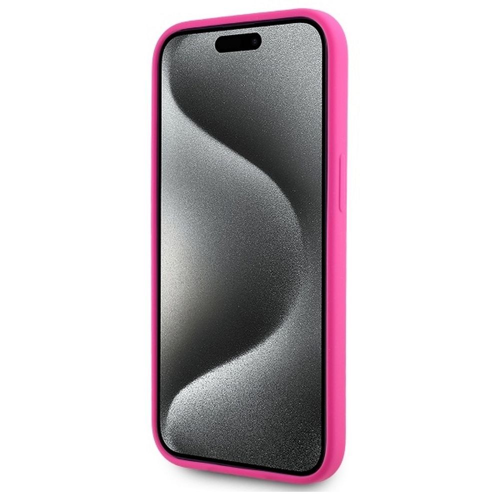 KARL LAGERFELD case for IPHONE 15 compatible with MagSafe KLHMP15SSKHPPLF (SIL KL Head Print) fuschia