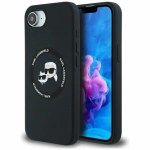 KARL LAGERFELD case for IPHONE 16e (SE 4 2025) compatible with MagSafe KLHMPSE4SKCHTCK (Silicone Double Heads) black