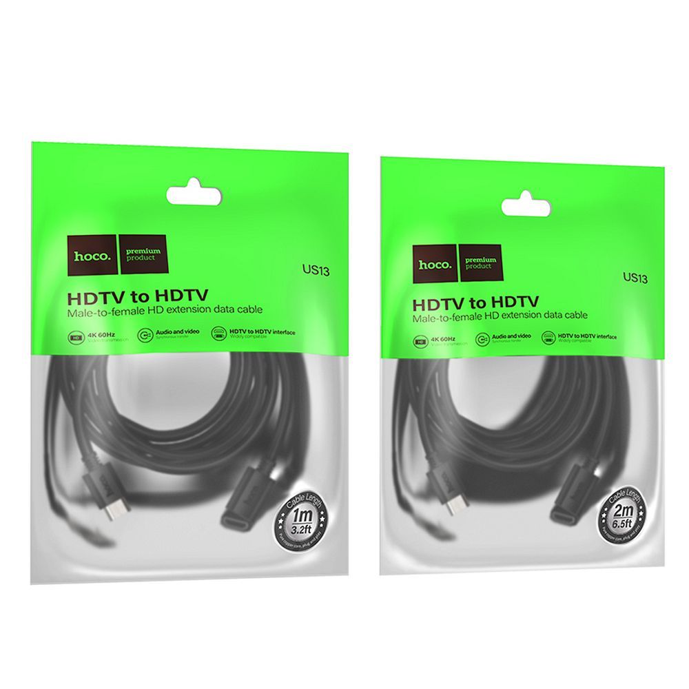 HOCO cable HDMI (male) to HDMI (female) 4K/60Hz US13 2 m black