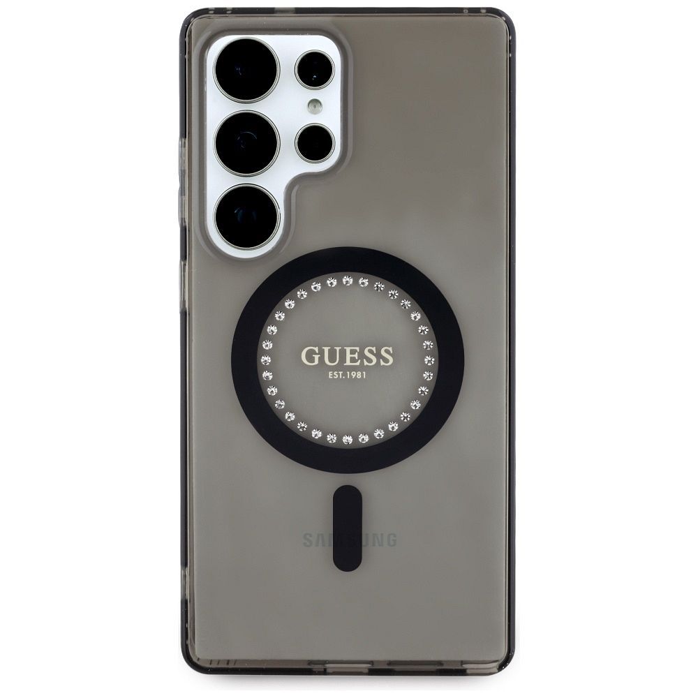 Θήκη Κινητού GUESS για Samsung S25 Ultra Μαύρη με Μαγνητικό Κούμπωμα & Στρας