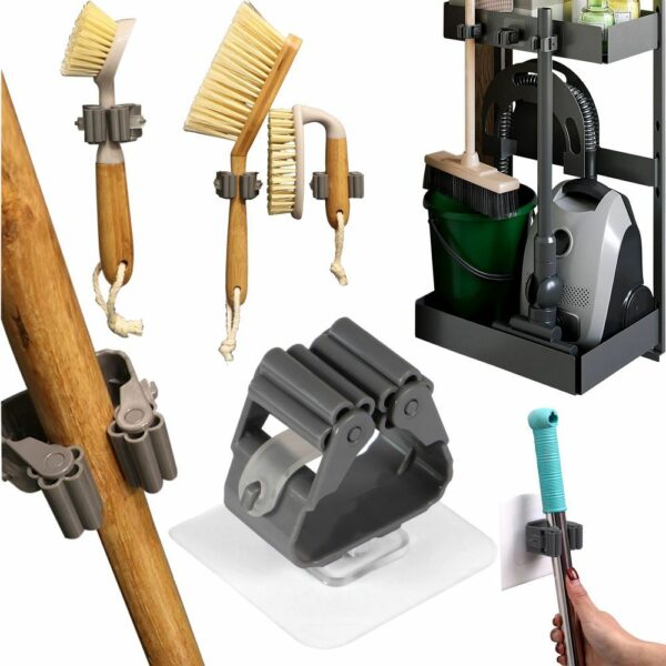 Wall-mounted broom mop holder self-adhesive RC-K-1152 gray