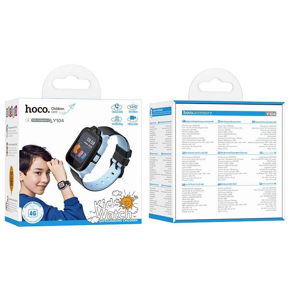 HOCO smartwatch for kids with call function 4G Y104 blue