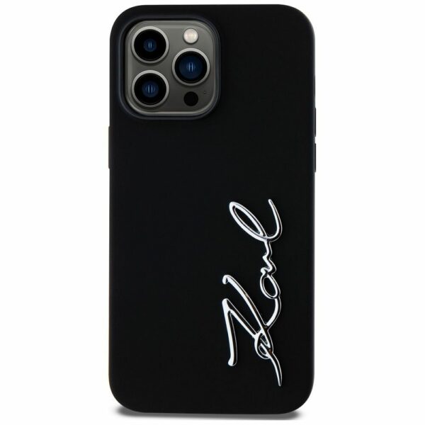 KARL LAGERFELD case for IPHONE 14 Pro Max KLHCP14XSCMSMVK (Silicone Sign Metal Logo) black
