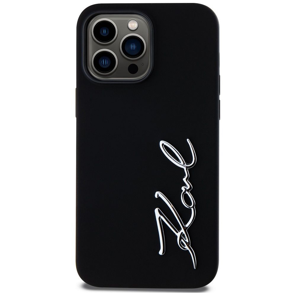 KARL LAGERFELD case for IPHONE 14 Pro Max KLHCP14XSCMSMVK (Silicone Sign Metal Logo) black