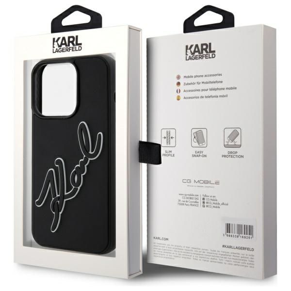 KARL LAGERFELD case for IPHONE 15 Pro Max KLHCP15X3DRKSDLK (3D Rubber Signature) black