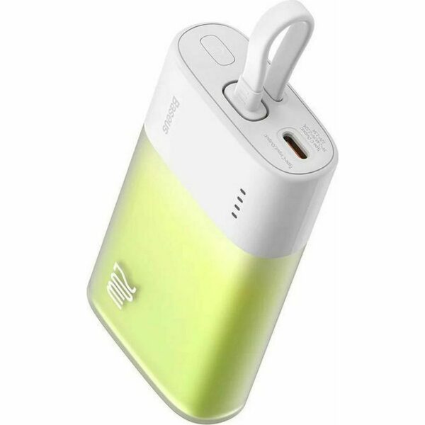 Powerbank Baseus 5200mAh με Καλώδιο Lightning & Type-C PD QC 20W - Λευκό/Πράσινο