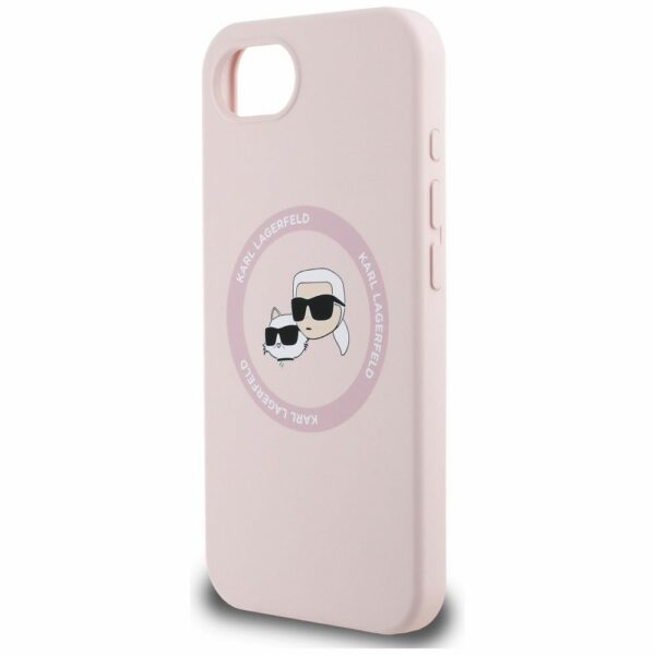 KARL LAGERFELD case for IPHONE 16e (SE 4 2025) compatible with MagSafe KLHMPSE4SKCHTCP (Silicone Double Heads) pink