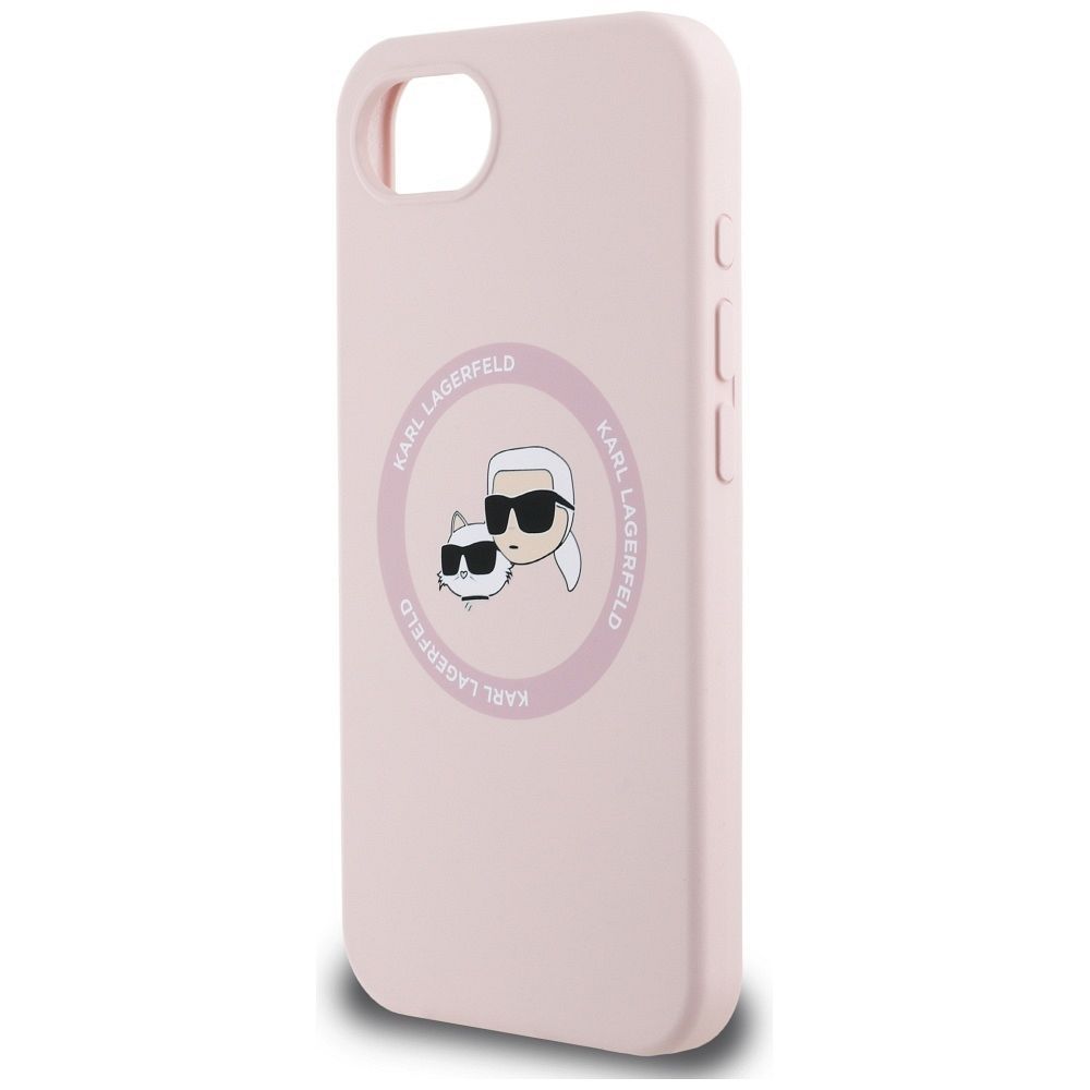 KARL LAGERFELD case for IPHONE 16e (SE 4 2025) compatible with MagSafe KLHMPSE4SKCHTCP (Silicone Double Heads) pink