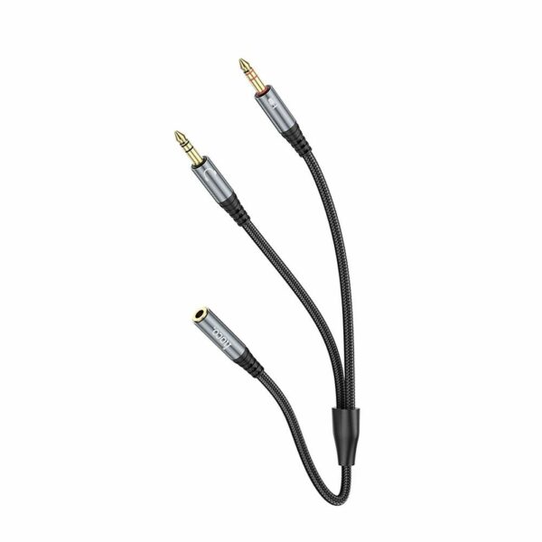 HOCO cable AUX 2in1 Jack 3,5 mm (female) to 2 x Jack 3,5 mm (male) UPA21 0,25 m metal gray