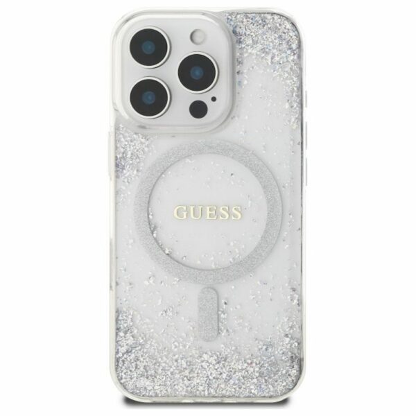 GUESS case for IPHONE 16 Pro compatible with MagSafe GUHMP16LRGRGES (Resin Gradient Glitter) silver