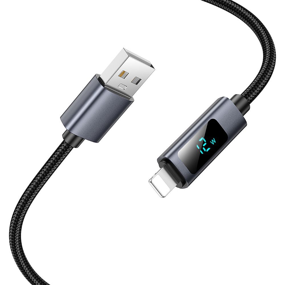 Cable USB A to Lightning Hoco 2,4A with display 1 m X112 black