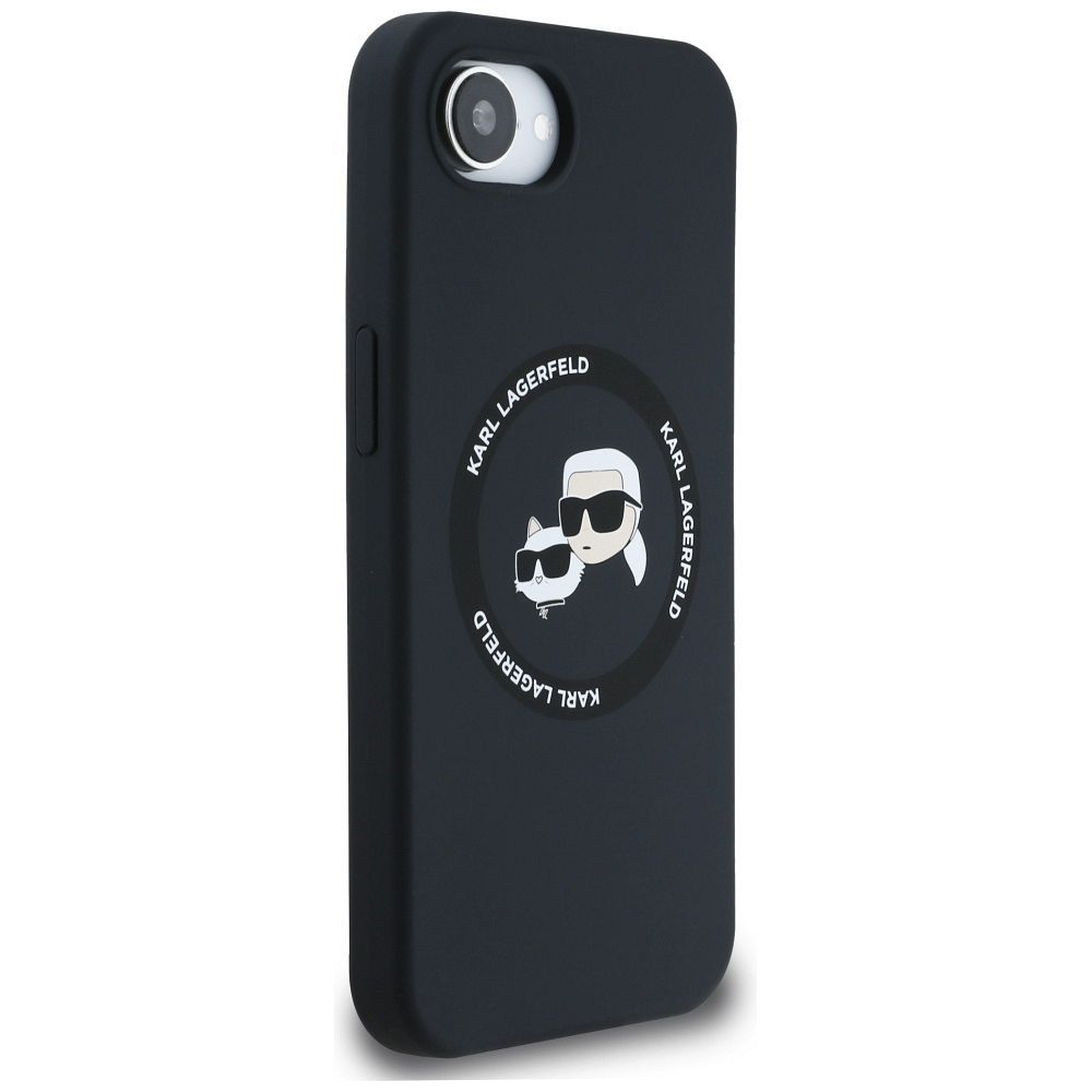 KARL LAGERFELD case for IPHONE 16e (SE 4 2025) compatible with MagSafe KLHMPSE4SKCHTCK (Silicone Double Heads) black
