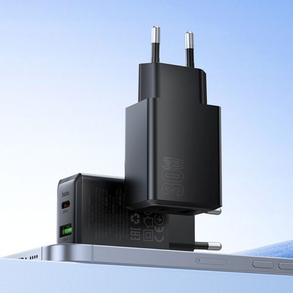 HOCO wall charger USB A + Type C PD QC3.0 AFC 3A 30W N71 black